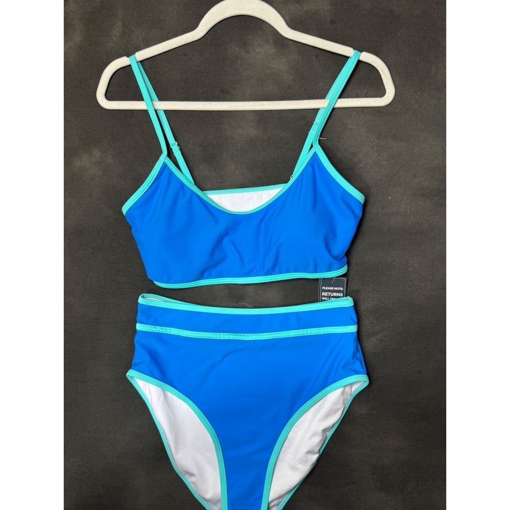 Blooming Jelly Blue Bikini Set Women Medium Two Piece Swimsuit High Waisted NWT